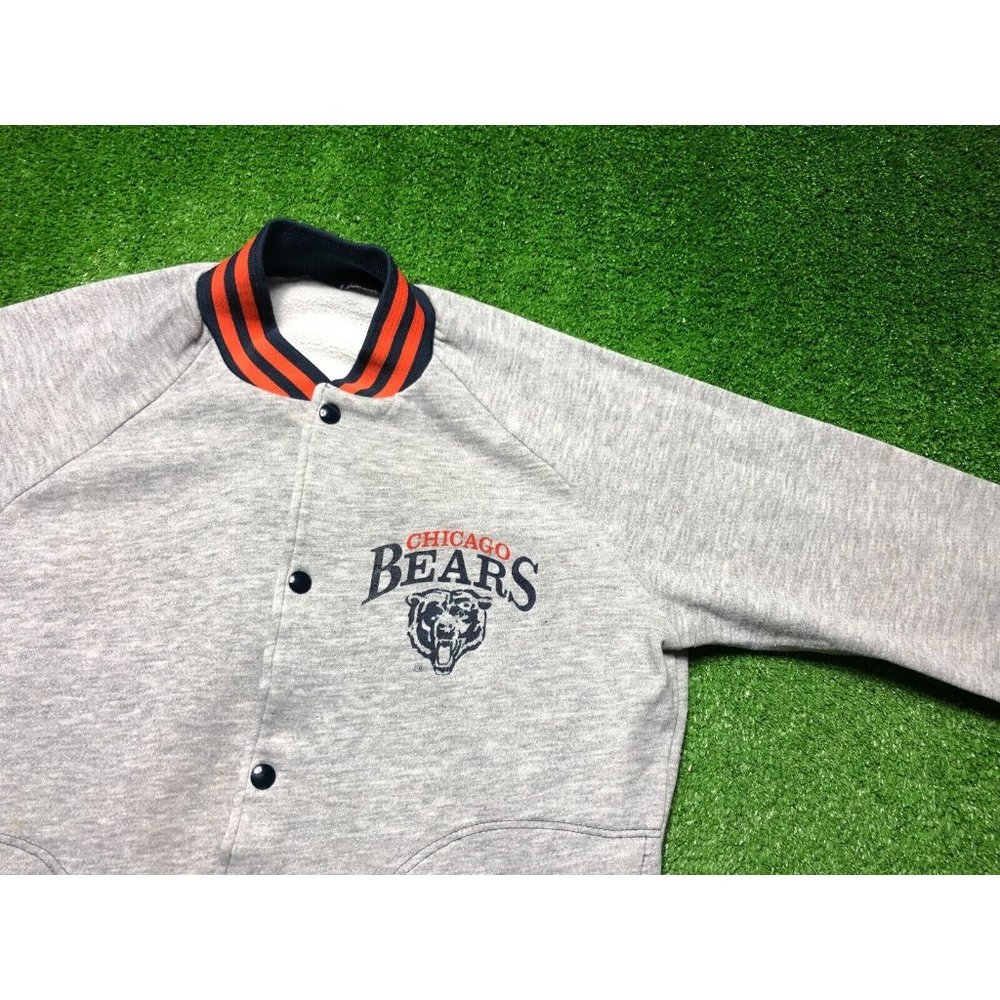 Vintage 90s NFL Chicago Bears Men's Sweat Shirt Button Front Size Large